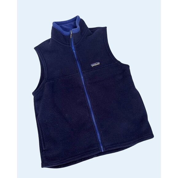 PATAGONIA Kids Youth Navy Fleece Full Zip Vest Size 12 - Picture 1 of 7